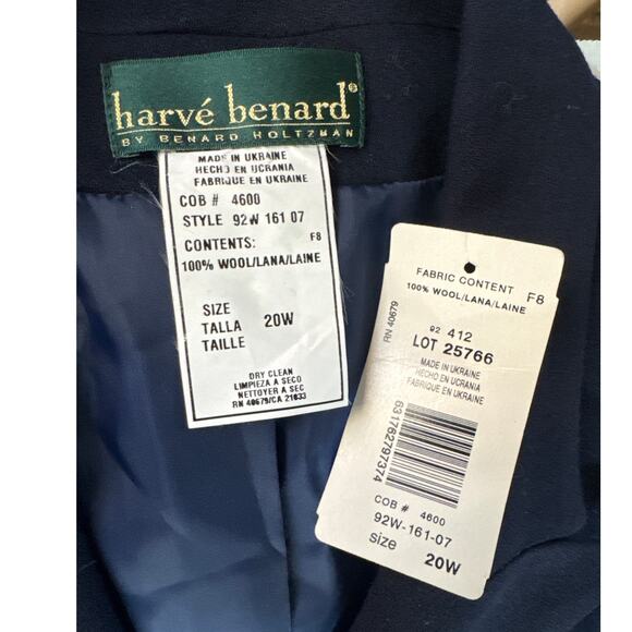 Harve Benard Vintage Navy Blue Wool Gold Button Dressy Trench Coat Women 20W - Picture 6 of 7